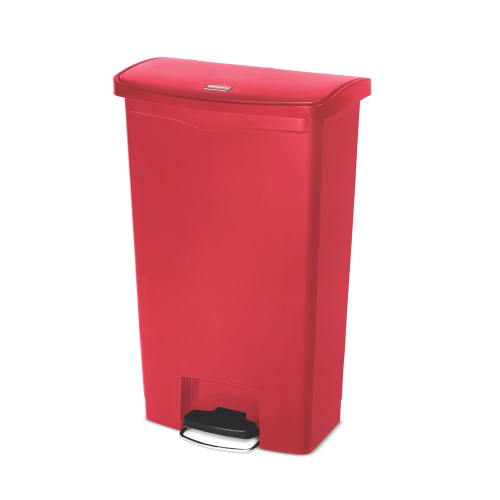 Tret-Abfallbehälter Rubbermaid Slim Jim® mit Pedal an der Breitseite, Kunststoff, 68 l, rot