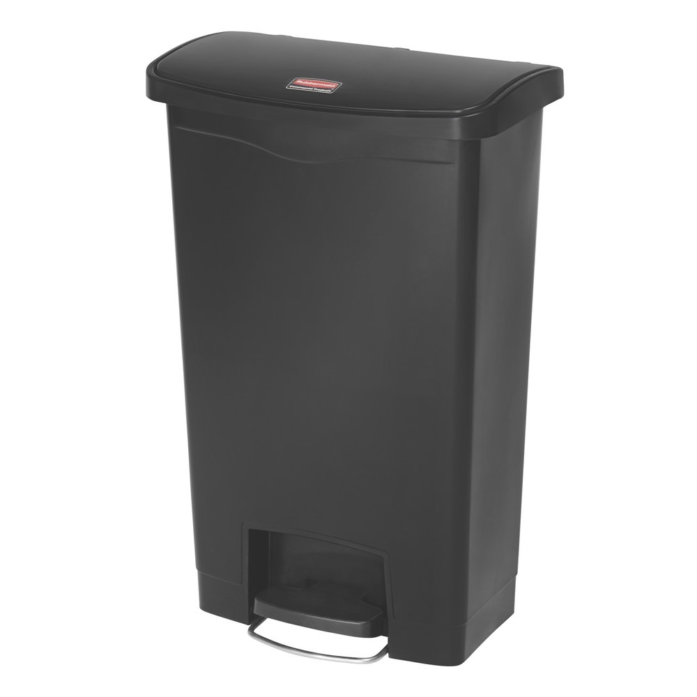 Tret-Abfallbehälter Rubbermaid Slim Jim® mit Pedal an der Breitseite, Kunststoff, 68 l, schwarz