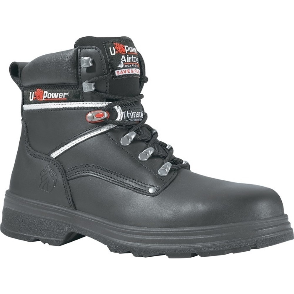 U.POWER Sicherheitsstiefel Performance, S3 SRC CI EN ISO 20345, Größe 40 schwarz, Glattleder