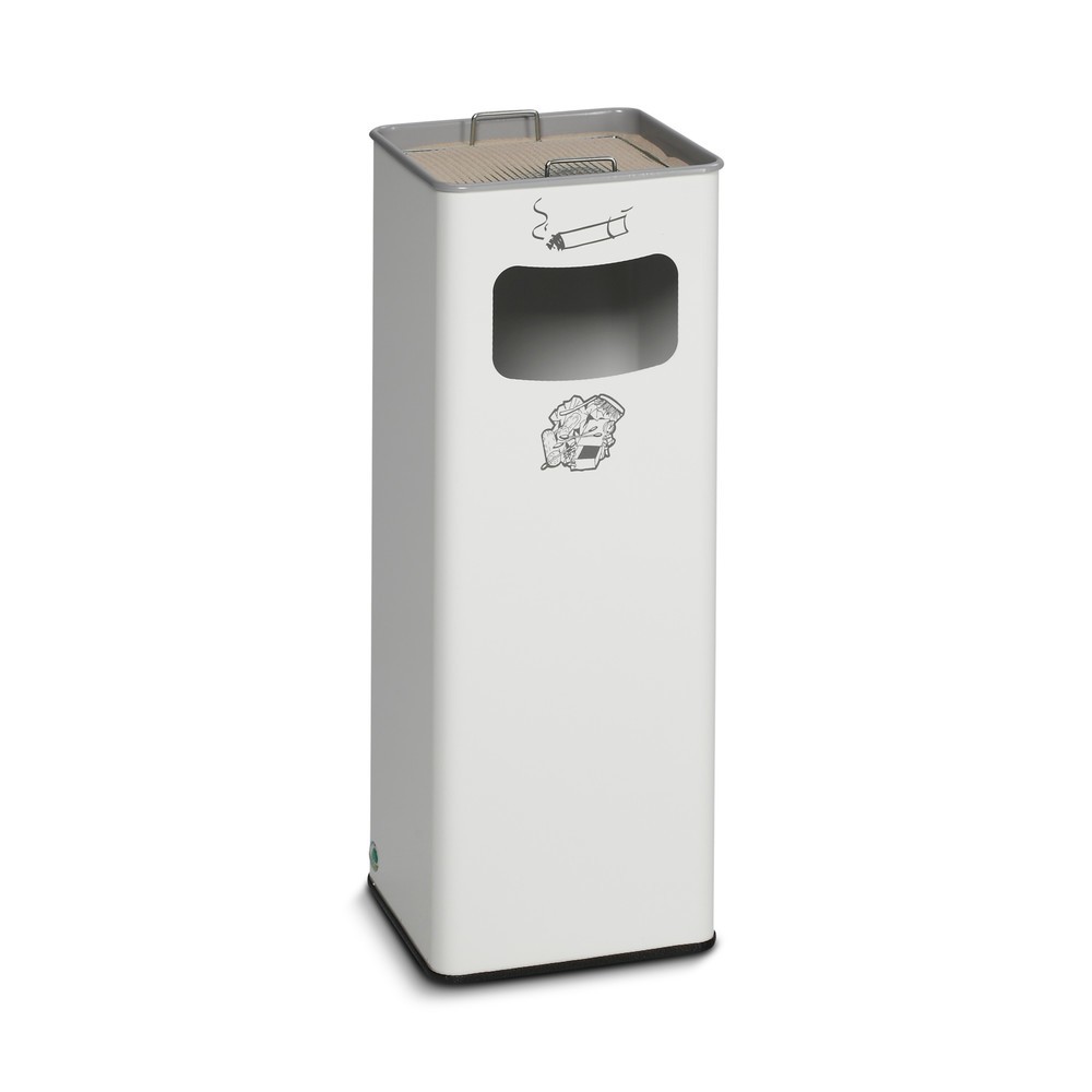 VAR® Ascher-Abfall-Kombination, Standmodell, 31,7 Liter, verkehrsweiß