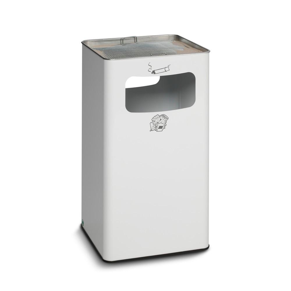 VAR® Ascher-Abfall-Kombination, Standmodell, 96,1 Liter, verkehrsweiß