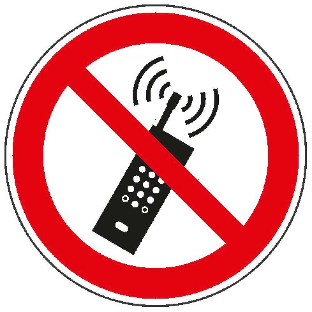 Eingeschaltete Mobiltelefone verboten, Ø 100 mm, Folie