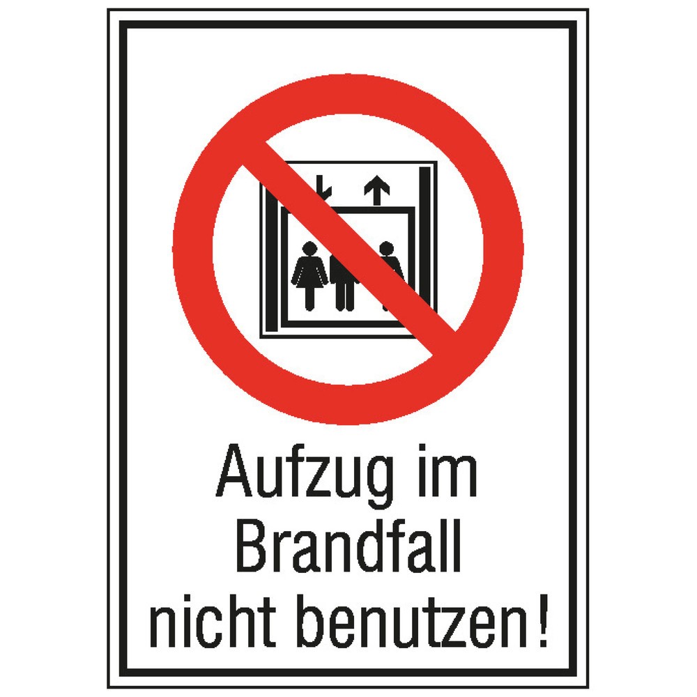 "Aufzug im Brandfall nicht benutzen", HxB 148 x 105 mm, Folie