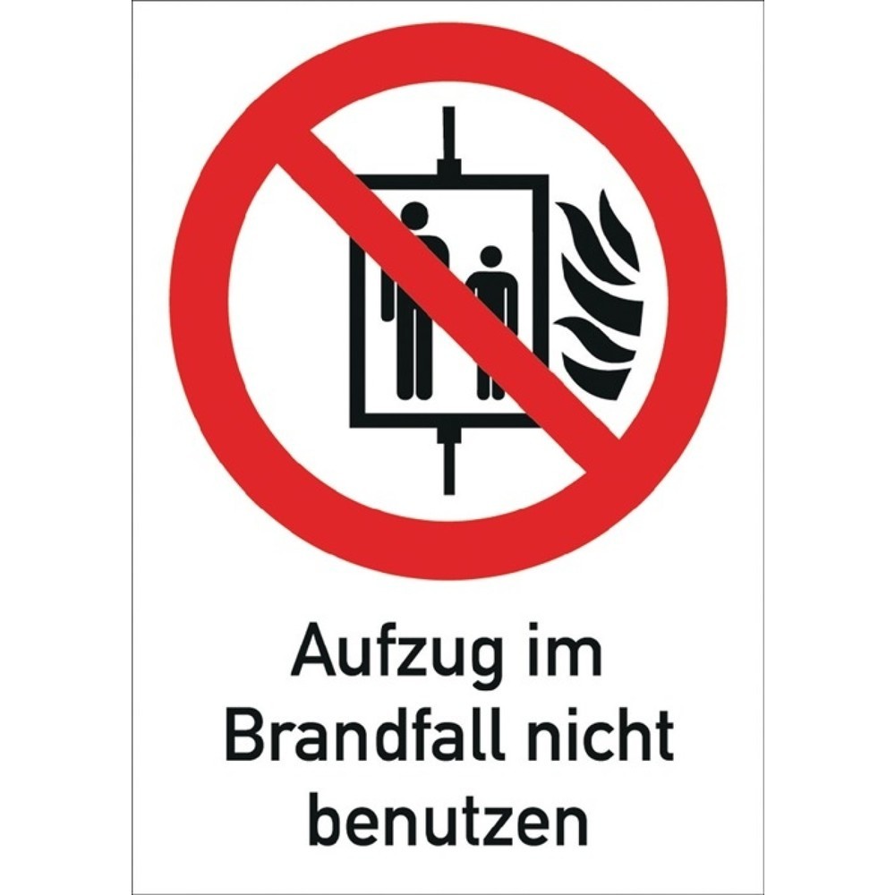 Verbotszeichen, Aufzug im Brandfall nicht benutzen, ASR A1.3/DIN EN ISO 7010, Folie