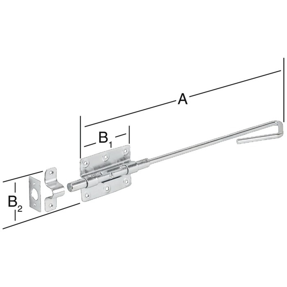 VORMANN Bolzenstangenriegel, Länge 400 mm Breite 100 mm, Stahl blau verzinkt, Bolzen-Ø 16 mm