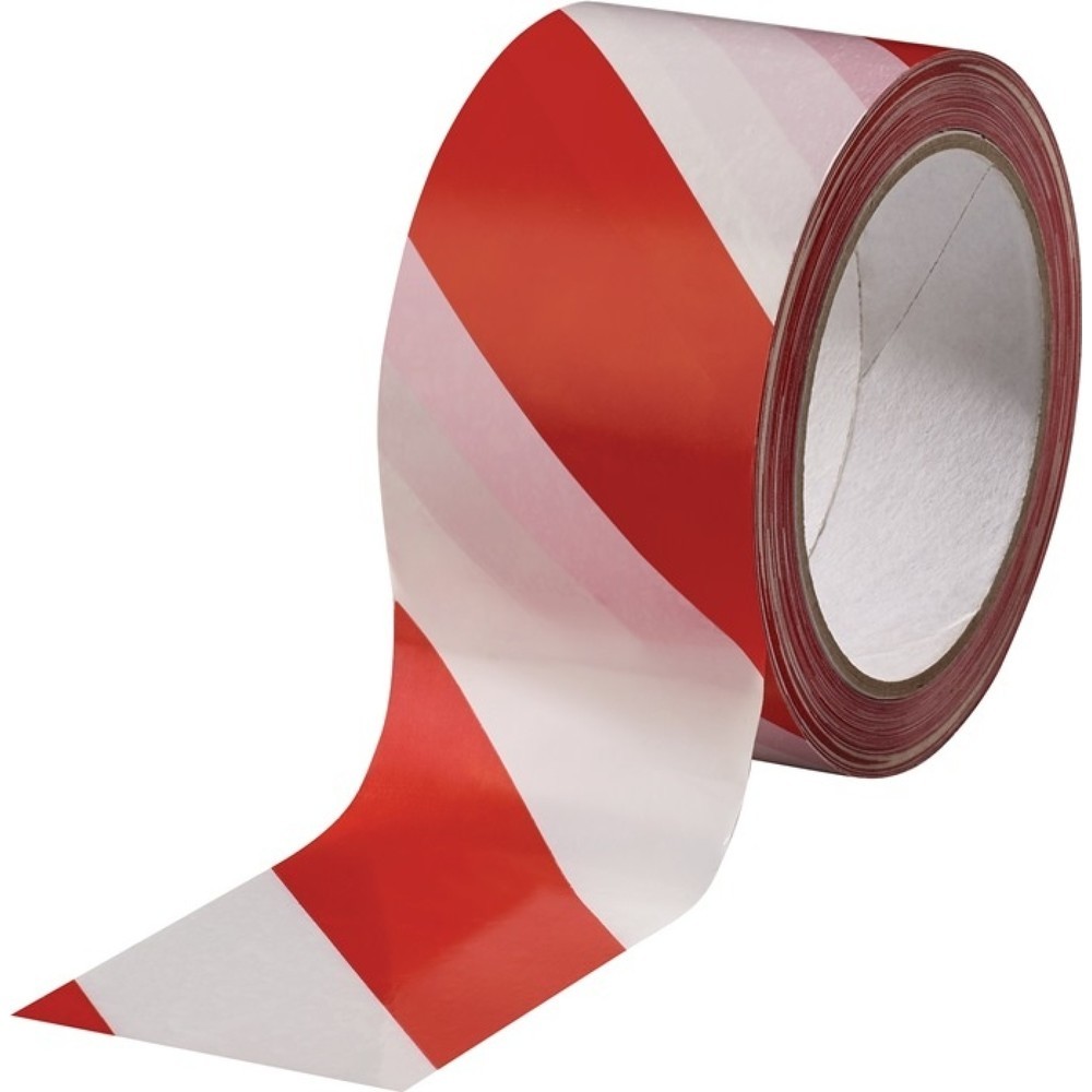 Warnmarkierungsband, rot/weiß, PVC, Rolle, Länge 66 m Breite 60 mm