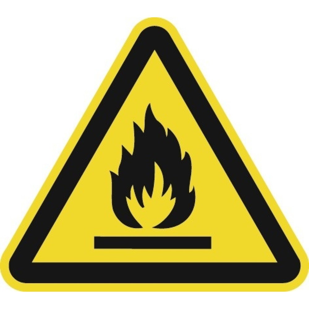 Warnzeichen ASR A1.3/DIN EN ISO 7010, Warnung feuergefährliche Stoffe, 200 mm, Folie