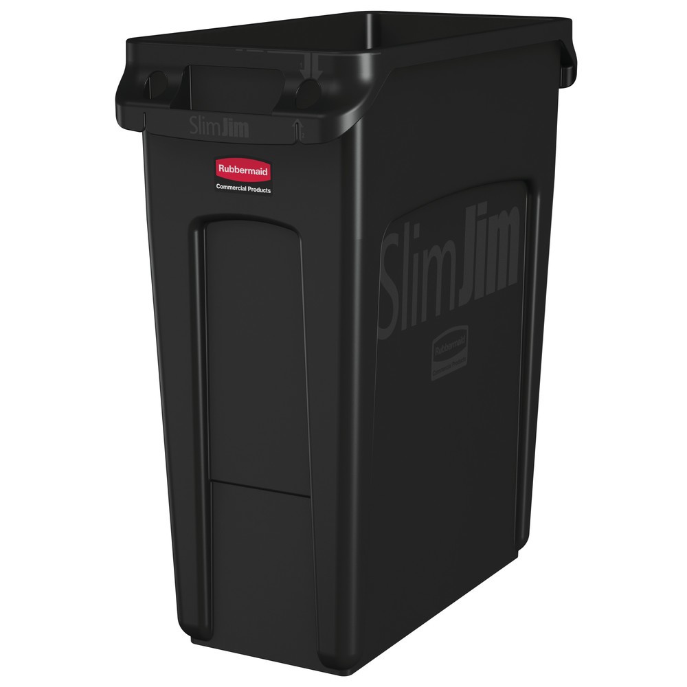 Produktabbildung: Wertstoffsammler Rubbermaid Slim Jim® mit Lüftungskanälen, 60 l, schwarz