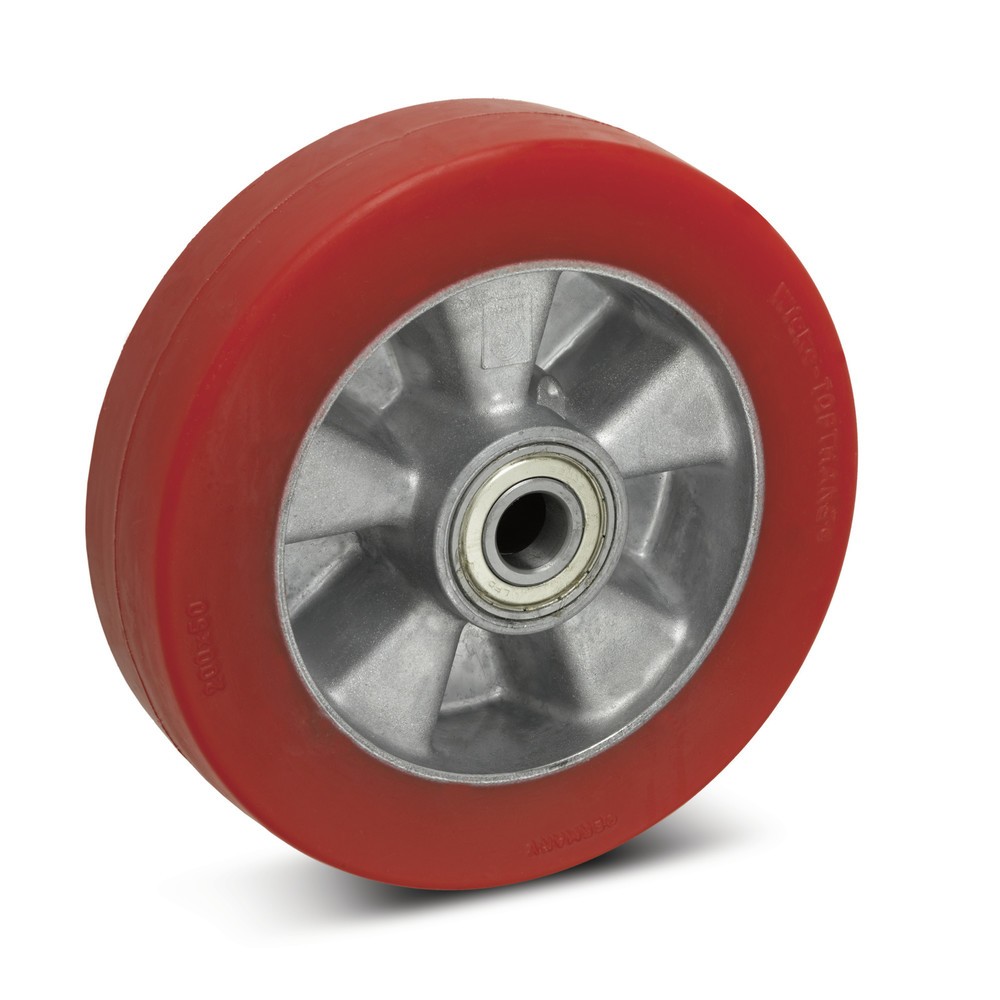 Wicke Soft-PU-Rad  Redthane®, Rillenkugellager, ØxB 100 x 40 mm, TK 310 kg