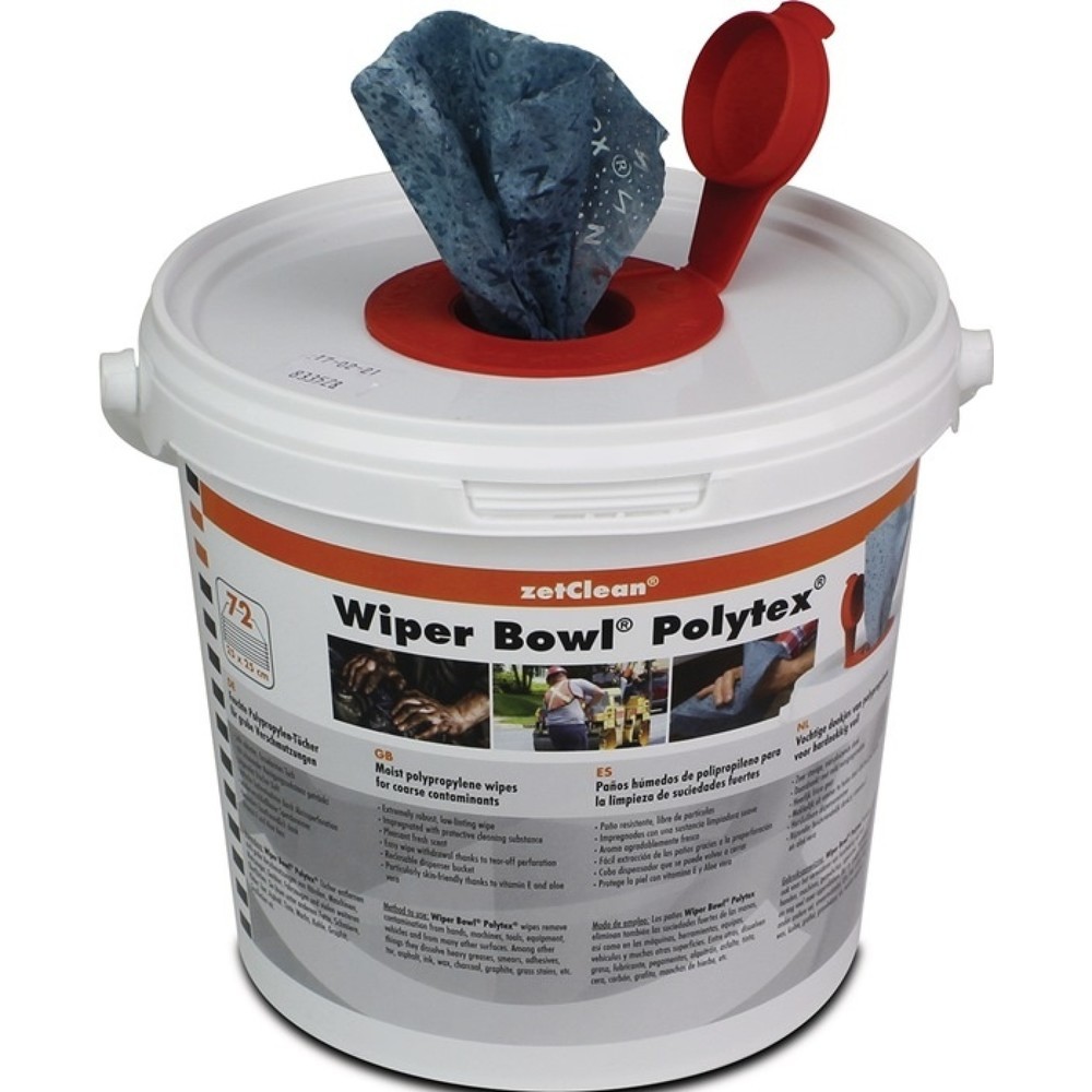 WIPER BOWL Handreinigungstuch Wiper Bowl® Polytex®, 72 Tücher, hohe Reinigungskraft, Eimer