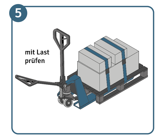Hubwagen entlüften Anleitung Schritt 5: Mit Last prüfen