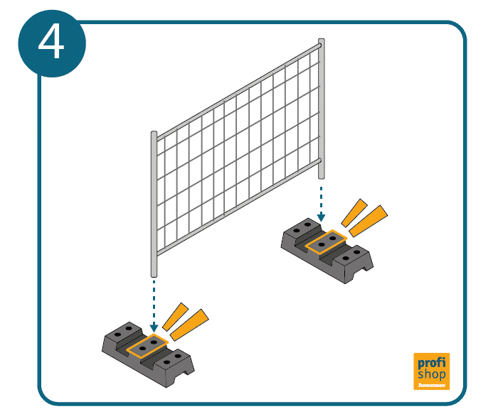 Bauzaun aufstellen Schritt 4: Montage eines Bauzaunelements