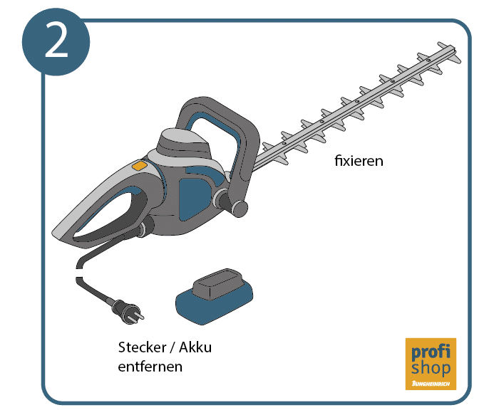 Vorbereitungen, um die Heckenschere zu schärfen