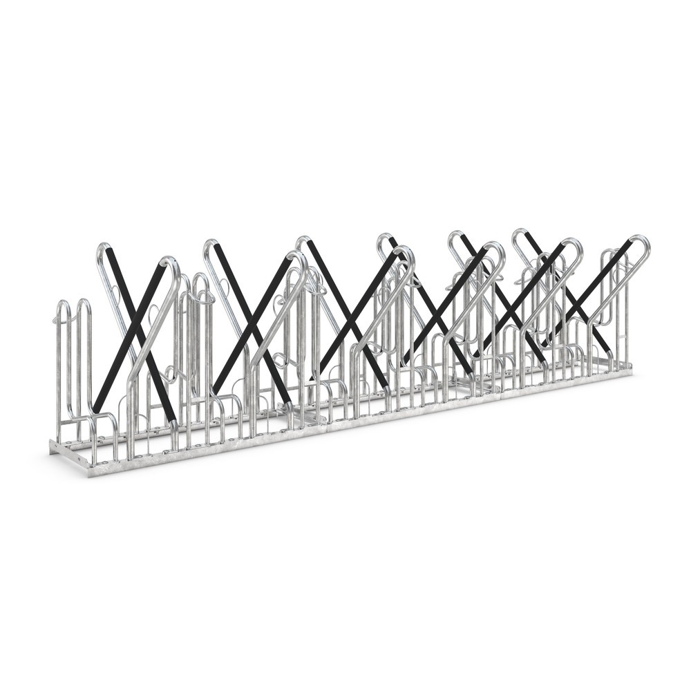 wsm® Anlehnparker 4700 XBF, Freiaufstellung, feuerverzinkt, 2-seitige Radeinstellung, 12 Stellplätze, Radabstand 540 mm