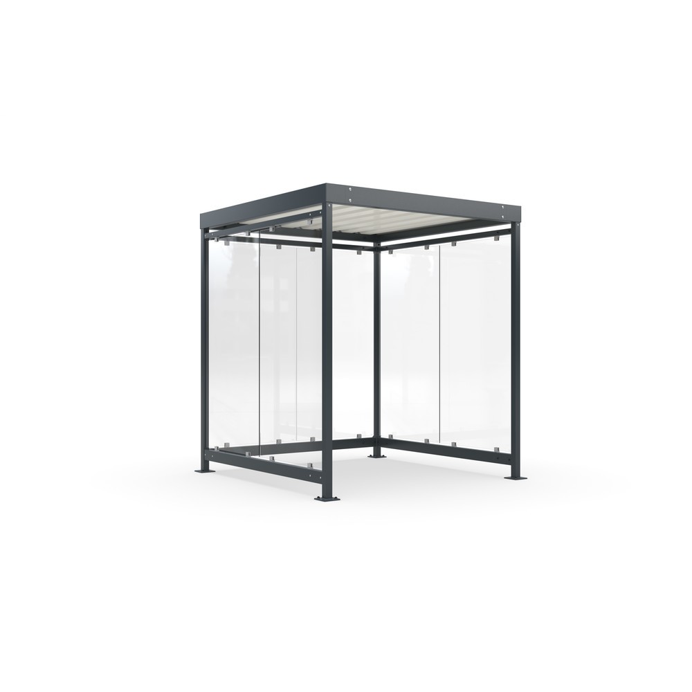 wsm® Raucherunterstand, Bausatz, für 4-9 Personen, 6 Elemente, RAL 7016 anthrazitgrau - ohne Glasdekor